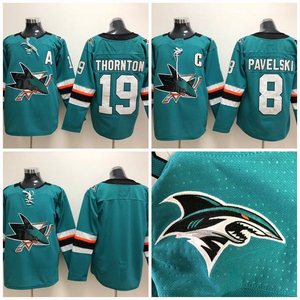 

San Jose Sharks Men's 2018 newest #19 Joe Thornton #8 Joe Pavelski All Stiched Hockey Jerseys