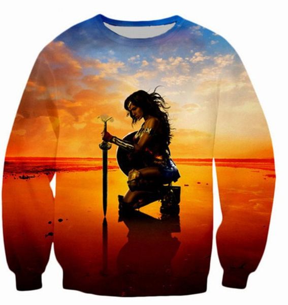 

fashion women/men popular movie star gal gadot harauku style funny 3d printed crewneck sweatshirts hoodies k173, Black