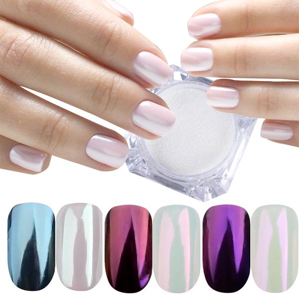 

3 boxes mirror powder set nail art chrome pigment dust shell diy glitter manicure blue purple decor tips, Silver;gold