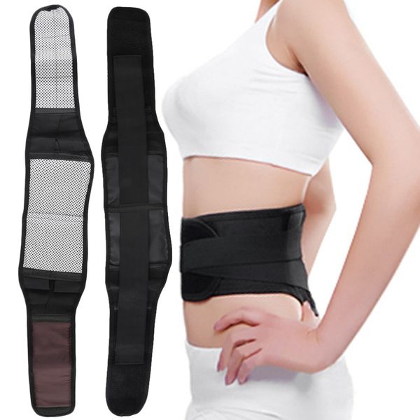 

2017 magnetic self heating lower back lumbar waist pad belt support protector length 110cm ing, Black;gray