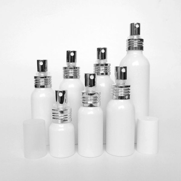 

20ml 30ml 50ml aluminum white empty spray bottle fine mist refill cosmetic spray jar sample subpackage bottles f053