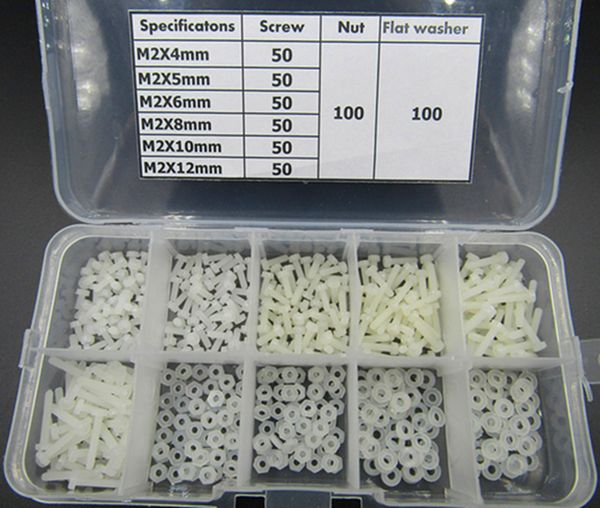 

m2 nylon screws / washer gaskets / nuts assortment kit 500 pcs free shipping