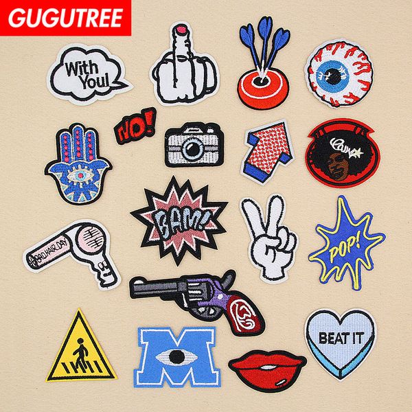 

gugutree embroidery patches individuality patches badge patch applique patch for coat,t-shirt,hat,bags,sweater,backpack sp-173, Black