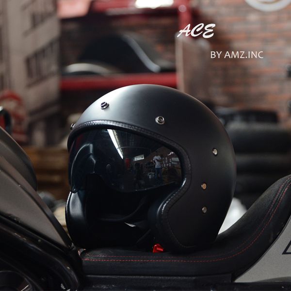 

amz 1938 open face half motorcycle helmet inner sunglasses vintage retro motorbike helmets scooter chopper moto racing helmets