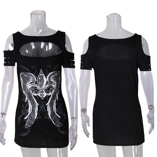 

2018 европа и соединенные штаты новая мода сексуальные женщины с коротким рукавом футболки полые без бретелек рубашки печатных футболки, White