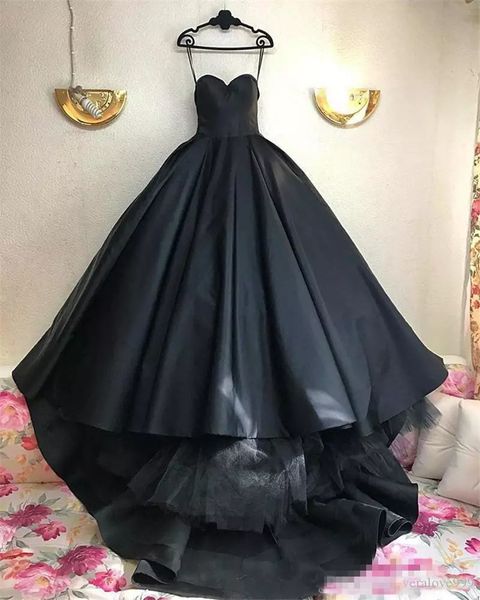 Abito da ballo nero gotico Abiti da sposa 2019 Corsetto Plus Size Semplice raso arabo africano economico africano arabo Vestido De Novia Abiti da sposa