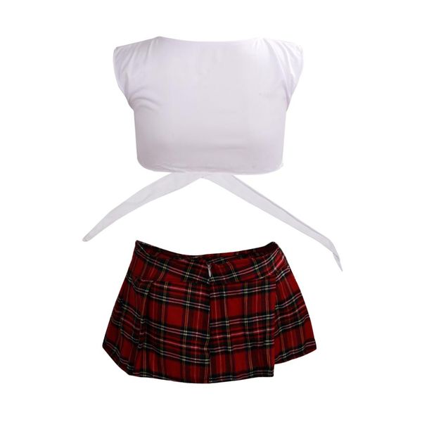 Imc branco com escola vermelha sexy lingerie jogo uniforme estudante japonês quimono meninas empregada trajes vestuário erótico pijama charme