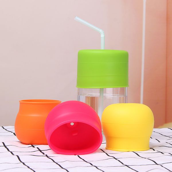

flexible durable food grade silicone kids baby sippinglids stretchable leakproof cup bottle cover multi-color dhl ing