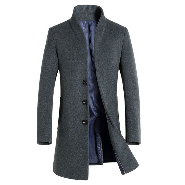 

autumn men's wool coat slim men middle long coats and jackets solid male manteau homme overcoat wool blend coat men xd528, Black