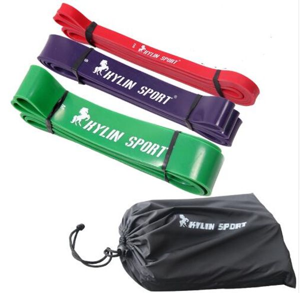 

set of 3 rubber stretch elastic resistance band exercise loop strength gym bodybuilding fitness equipment