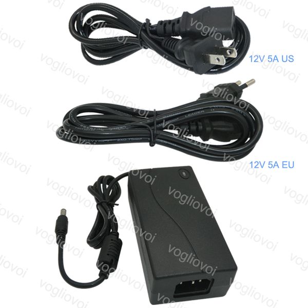 

led power supply 110-240v ac dc 12v 5a switching led strip light 5050 3528 transformer adapter lighting us eu plug dhl