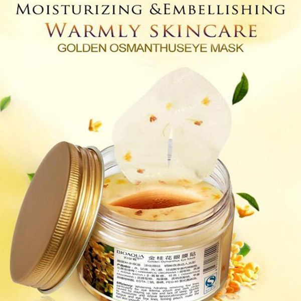 DHL free 80pc per bottiglia BIOAQUA Gold Osmanthus Eye Mask Gel al collagene Proteine del siero di latte Patch per il sonno Rimuovi Dark Circle Maschera per gli occhi idratante