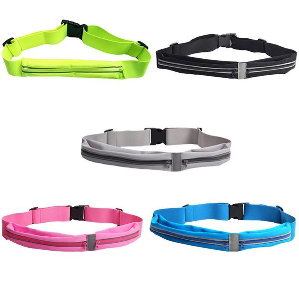 

men women outdoor sport running waist bag pocket waterproof reflective multi-functional stretch fitness running belt pouch
