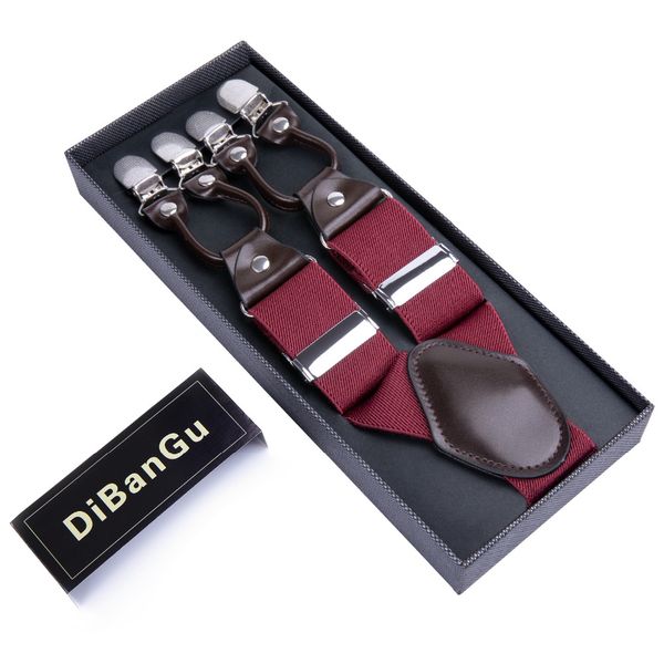 

3.5*125cm fashion suspenders genuine leather 6 clips brace male vintage casual wedding party trousers strap husband's gift bd-01, Black;white