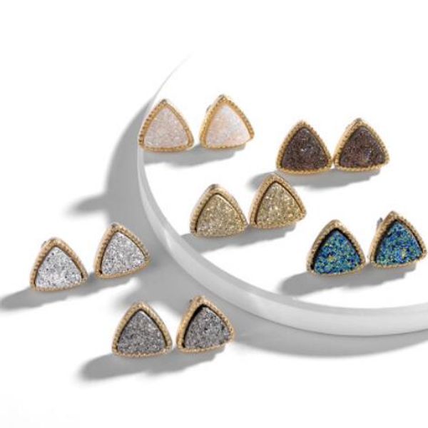 

designer jewelry earrings stud for women acrlic geometry triangle crystalline simple fashion of shipping, Golden;silver