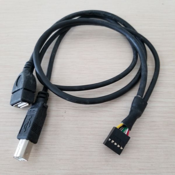 

10pcs/lot motherboard usb 9pin to usb a female & usb 2.0 b printer port male data extension cable 50cm