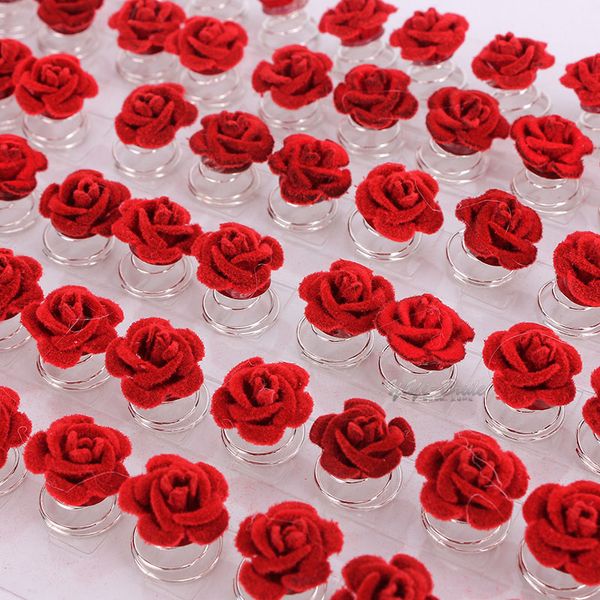 

12pcs wedding bridal hair pins clips twists coils rose flower swirl spiral hairpins fashion party jewelry accessories, Golden;white