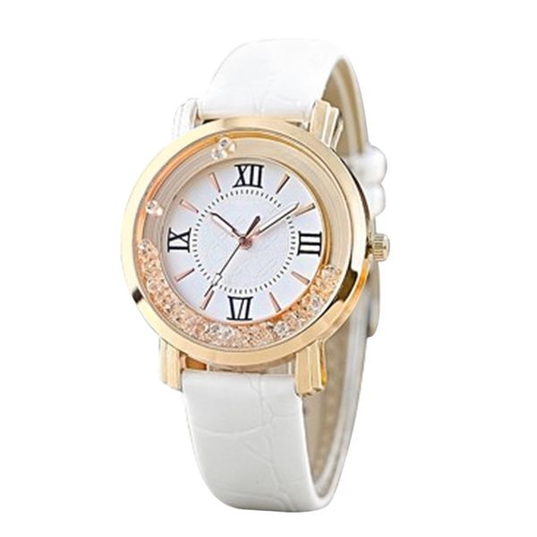 

fashion women's quartz watch rhinestone decoration thin pu leather strap waterproof wristwatch girls gift, Slivery;brown