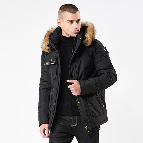 

yf new men winter jacket coat fashion quality cotton padded windproof thick warm parkas for drop shipping, Black