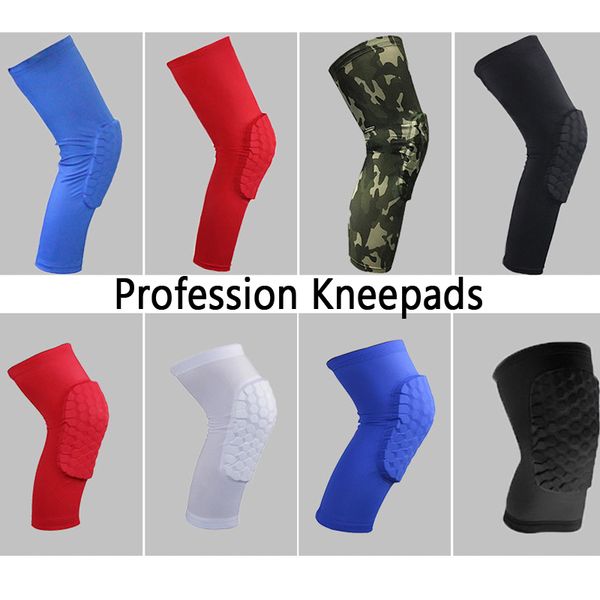 

honeycomb basketball kneepad slim breathable outdoor sports kneepads cushion sports equipment support fba drop shipping g453s, Black;gray