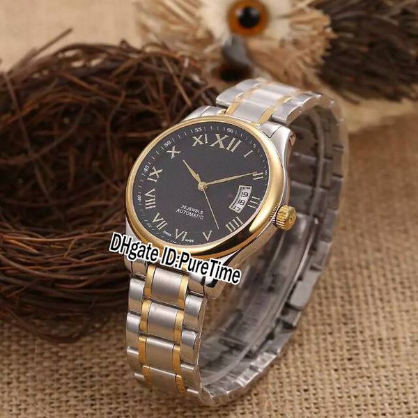 

продажа новые дешевые мастер коллекция два тона розовое золото черный циферблат автоматическая дата мужские часы спортивные часы из нержавею, Slivery;brown