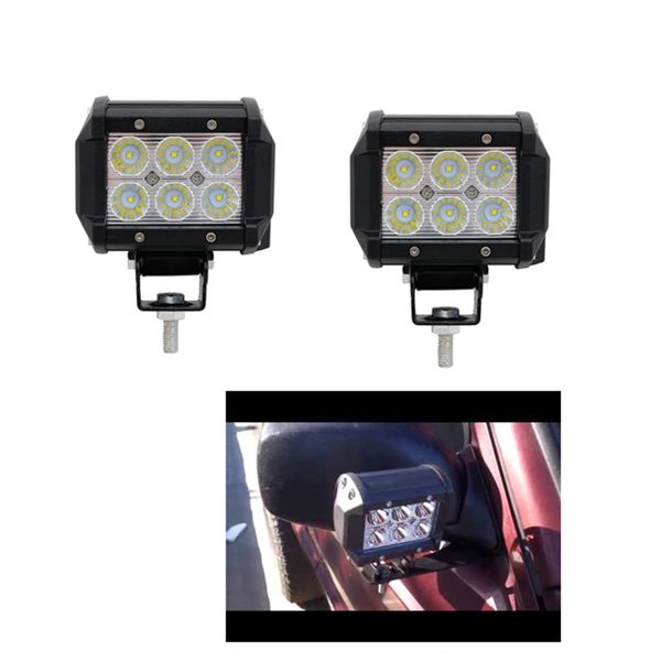 

ecahayaku 2pcs car led light bar 18w 4" motorcycle tractor boat off-road 4wd 4x4 truck suv atv 12v 24v work fog driving lights