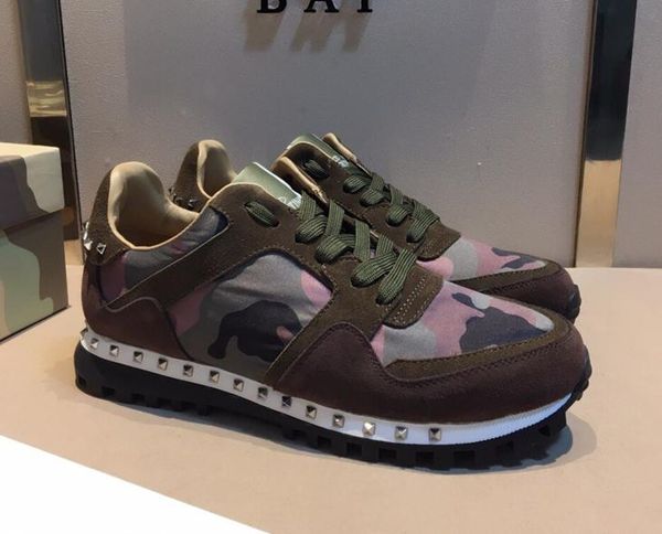 

[Original Box] 2018 Luxury Designer Rock Stud Sneaker Shoes High Quality Women,Men Casual Shoes Rock Runner Trainer Party Wedding Shoe 32903