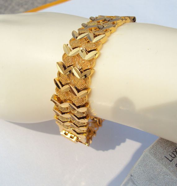 Bracciale a maglie Euro Curb LARGO a strati in oro giallo 24K 24CT per uomo e donna 26 grammi LADIES S736