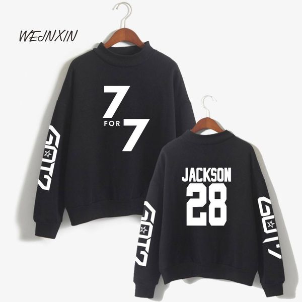 

turtleneck got7 2018 fleece capless pullovers hoodies for women men streetwear 7 for 7 mark bambam sweatshirt clothing, Black