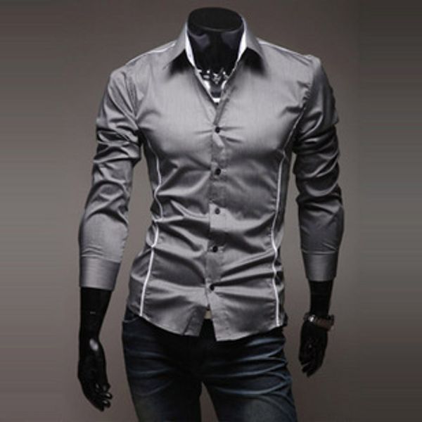 

Polyester Mens Fashion Luxury Stylish Casual Designer Dress Shirt Muscle Fit Shirts 3 Colors Male Casual Luxury Long Sleeved Shirts M-3XL