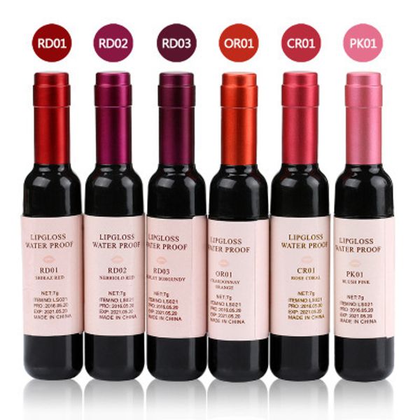 Bottiglia di vino rosso Lucidalabbra rossetto liquido vellutato impermeabile 7 ml impermeabile