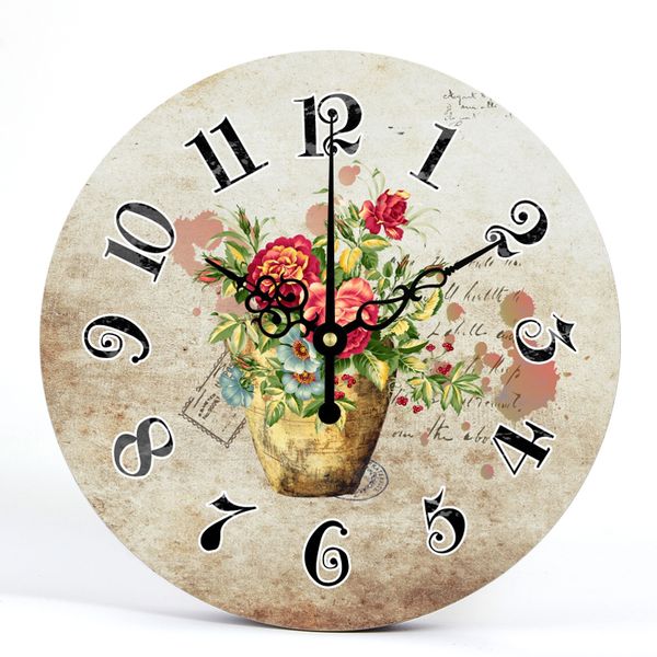 

round wall clocks shabby chic home decor for kitchen silent living room watches accessories art vintage large wall clocks flower