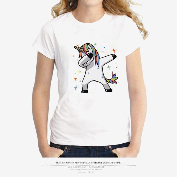 

Unicorn Tshirt Women Summer White Cartoon Panda Printed Tees Short Sleeved Tops