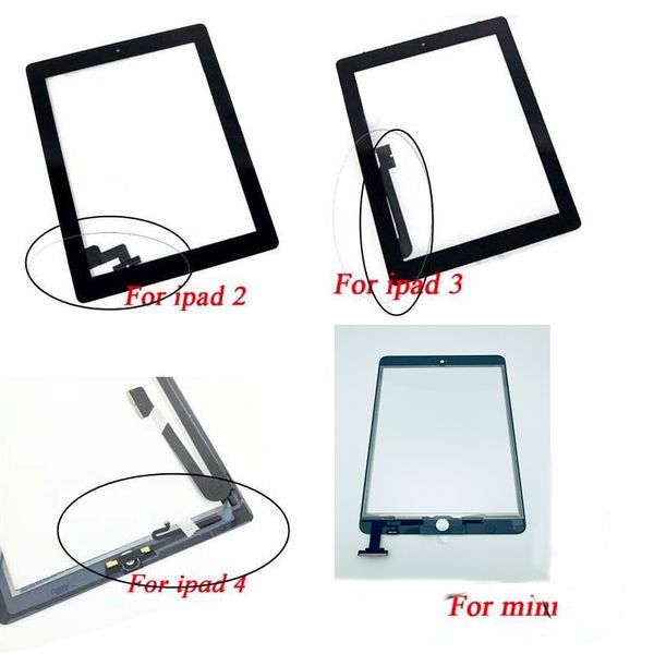 

for ipad 2 3 4 air mini 123 touch screen glass digitizer assembly screen replacement aaa quality outer glass lens panel wholesale