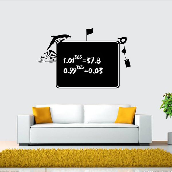 Black Chalk Dolphin Blackboard Removable Vinyl Wall Sticker Home Bedroom Office Kids Room Decal Chalkboard Wall Decor Decals Wall Decor Sticker From