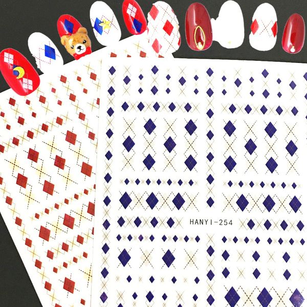 

hanyi-235 234 nail art sticker 3d nail decal stamping japan style design rhinestones decoration, Black