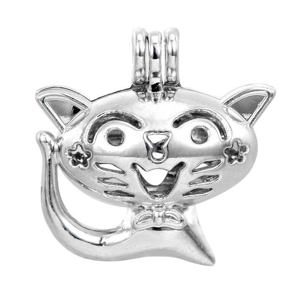

pearl cage necklace pendant, essential oil diffuser, cute cat provides silver-plated 10pc - plus your own pearl makes it more attractive