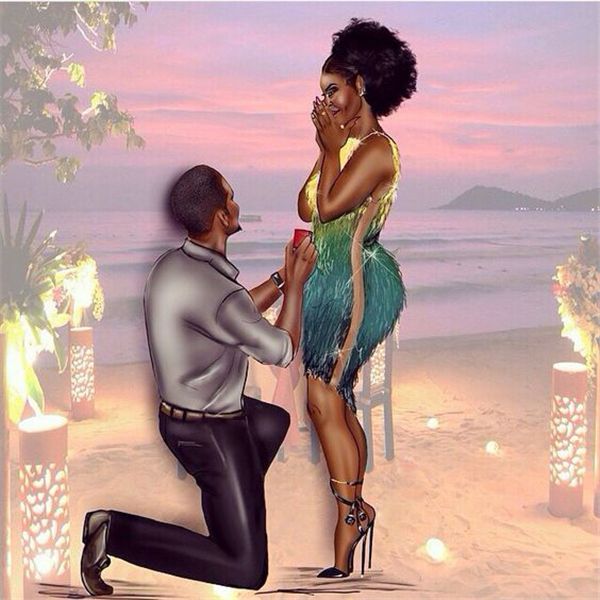 

mosaic home decoration cartoon lover sea beach diy diamond painting cross stitch kit rhinestone full round diamond embroidery ro0010