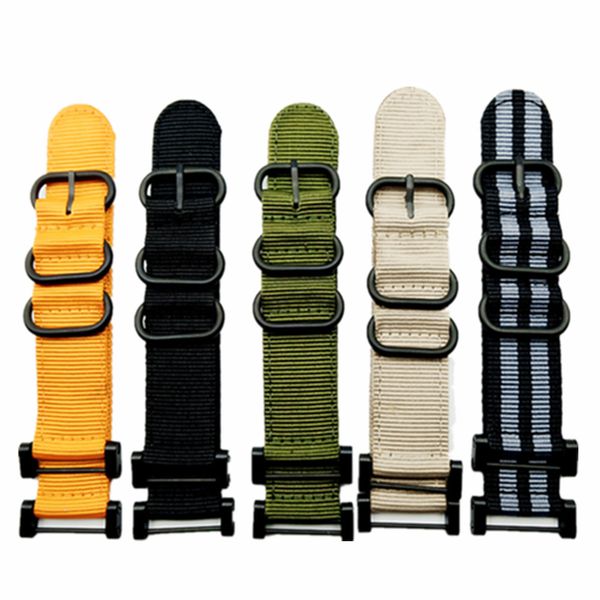 

watch band strap nylon zulu watchband 24mm +1 set adapters +tools 5 color quick drying for suunto core series traverse, Black;brown