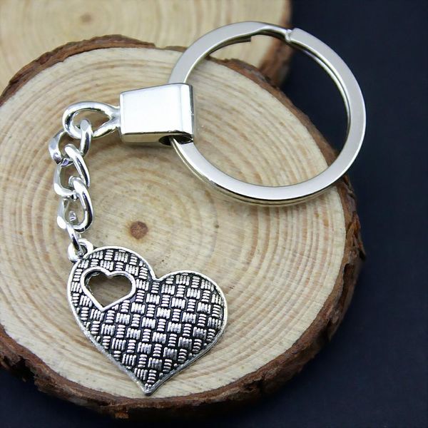 6 pieces key chain women key rings for car keychains with charms heart 19x25mm ysk-b11799, Slivery;golden