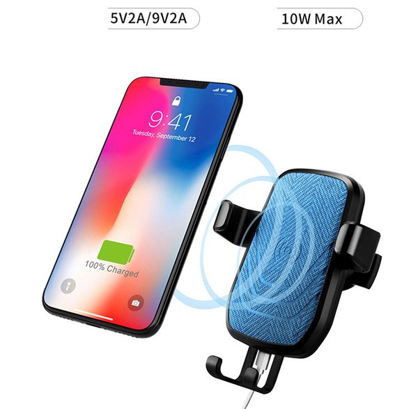 

2018 brand new portable ultra-thin car holder mount wireless charger 9v2a input and output fast charge 10w wireless charger