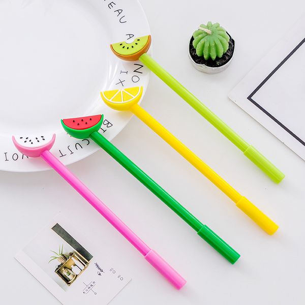 

36 pcs/lot cute fruit gel pen for writing creative 0.5mm black ink signature stationery pen for students gift school supplies