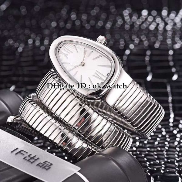 

new arrival serpenti tubogas 101911 sp35c6ss.2t swiss quartz womens watch white dial stainless steel hand lady fashion popular watches, Slivery;brown
