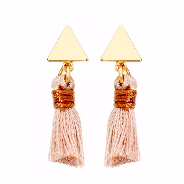 

literary artistic temperament geometric triangle small tassel earring exquisite handmade original design silver gold plated women jewelry