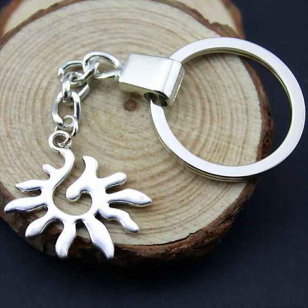 

6 pieces key chain women key rings for car keychains with charms sun 27x20mm, Slivery;golden