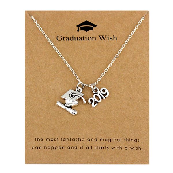 

2019 2020 Graduation Pendants Necklaces Square College Cap Diploma Senior Charm Women Men Girl Boy Unisex Fashion Jewelry Gifts