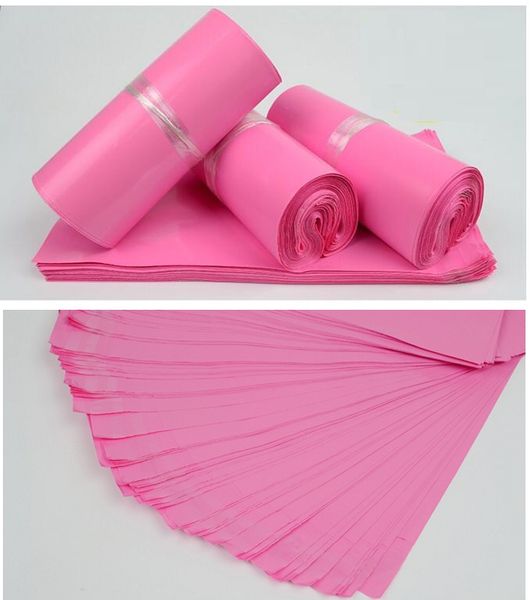 Großhandels-Alice, 100 Stück/Lot rosa Plastiktüte und Verpackung, 32 x 45 cm, hochwertige selbstklebende Versandtaschen/Express-Umschlagtaschen