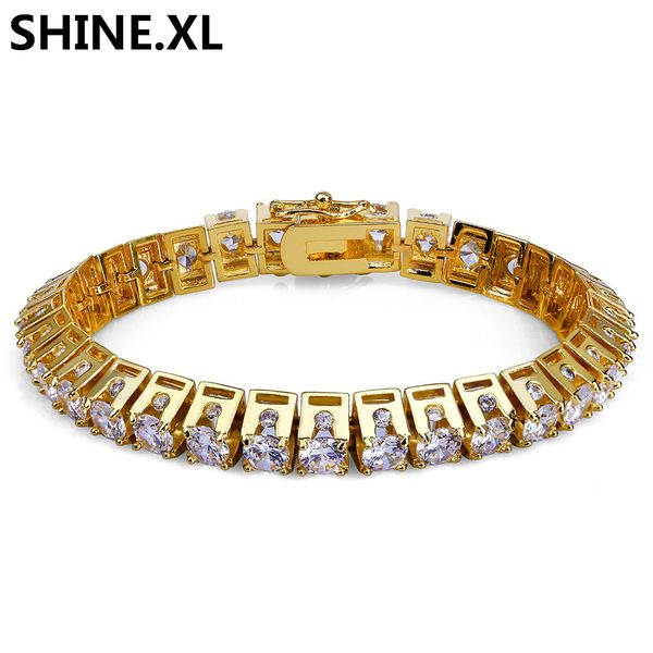 

Хип-Хоп Iced Out 1 Рядов 10 ММ Круглый Cut Кубический Циркон Теннисные Браслеты Bling Bling Же