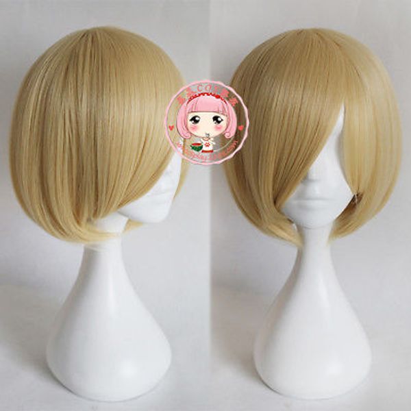 

yuri on ice plisetsky yuri short straight blonde cosplay wig, Black;brown