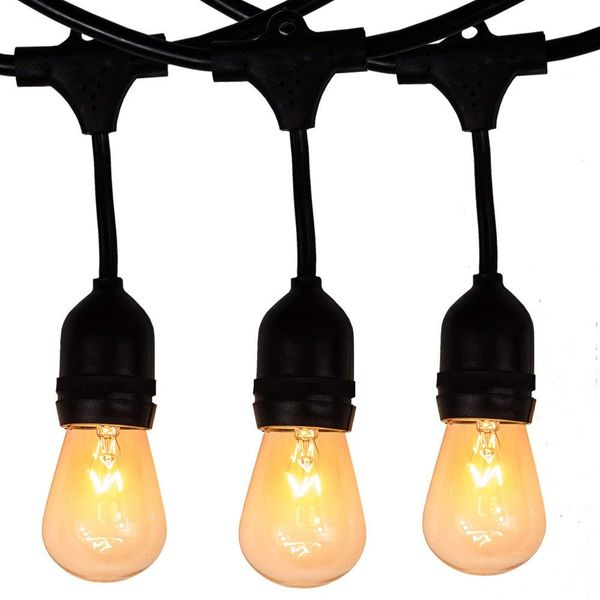 46ft Globe String Lights With 15 Clear S14 Bulbs Connectable Outdoor Indoor Lights For Wedding Party Camping Garden Patio Gazebo Porch Led Outdoor